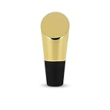 Viski Heavyweight Stainless Steel Wine Bottle Stopper, Gold Finish with Soft Touch Silicone Base Wine Stopper, Red and White Wines Preserver, Perfect for Parties, Home Bar Accessories, Set of 1