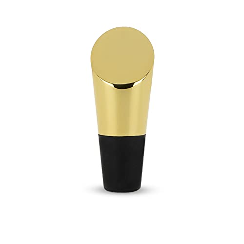 Viski Heavyweight Stainless Steel Wine Bottle Stopper, Gold Finish with Soft Touch Silicone Base Wine Stopper, Red and White Wines Preserver, Perfect for Parties, Home Bar Accessories, Set of 1
