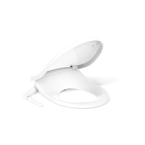 Kohler PureWash M250 Manual Round Bidet Toilet Seat White Quiet-Close Lid Prevents Slamming Easy Installation with Quick-Release Hinges Adjustable Spray Position & Pressure