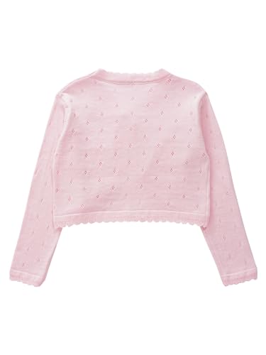 Girls Flower Crochet Knitted Cardigan Sweater Kids Long Sleeve Button Bolero Shrug Knitwear Dress Cover Up4