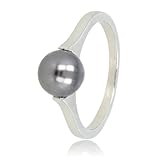 My Bendel - Ring Silber mit großer schwarzer Perle- Stylischer Ring für Damen mit großer Perle - Bleibt schön und Verfärbt nicht - Stapeln Ringe - mit Luxuriösen Geschenkverpackung