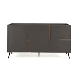 Pies de metal pintado negro LIBEROSHOPPING.eu - LA TUA CASA IN UN CLIK Aparador de 3 puertas insertos de teca con carcasa GIRONA con 5 patas (antracita)