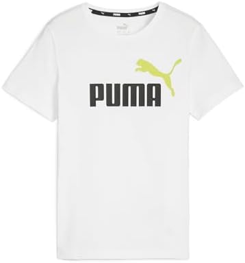 Puma Maglietta ESS+ 2 Collar B - T-shirt Ragazzi In Cotone 100%, Girocollo, Vestibilità Regular, Colore Logo