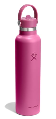 Hydro Flask Water Bottle - Insulated Stainless Steel - Straw Lid, Non Spill, Leakproof 24 Oz Reef Pink