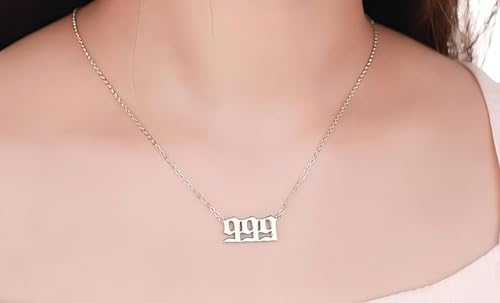 Custom 999Stainless Steel Necklace, Hiphop Punk Rock Pendant Titanium Jewelry, Numerology Gift for Women & Men4