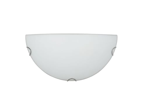 meineWunschleuchte Wandlampe halbrund mit Glasschirm Weiß, Breite 30cm