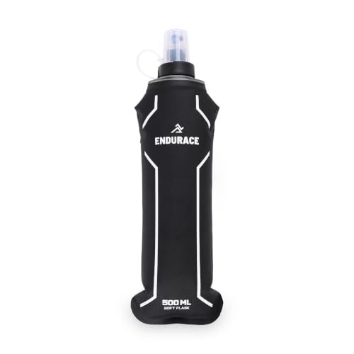 Image of Soft Hydration Flask Foldable Water Bottle, 500 ml, TPU Material, for Running, Camping, Outdoor Sports, Black