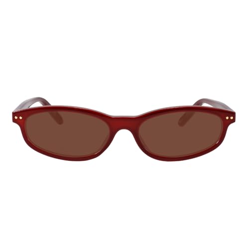 TIJN Vintage Cat Eye Sunglasses Women Retro Oval Frame UV400 Polarized Sun Glasses Lightweight Sunnies Small Face(Dark Red)