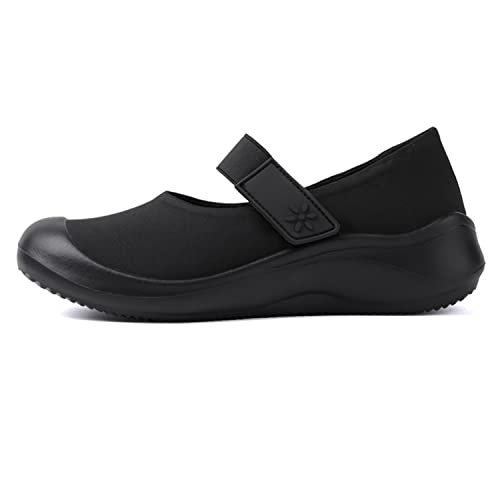 GOSPT Women's Mary Jane Flats Elderly Adjustable Nurse Edema Shoes for Swollen Feet2