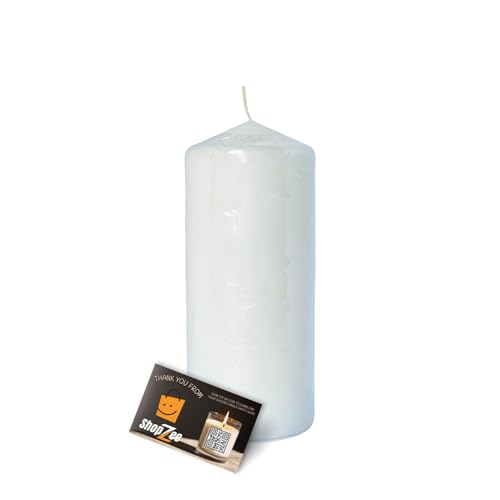Wickford & Co - Vela de iglesia sin perfume, con forma de pilar blanco, velas sin humo y antigoteo de larga duración (65 horas), 7 cm x 16 cm, incluye guía de consejos de seguridad ShopZee (mediana)