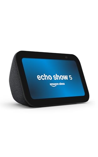 Amazon Echo Show 5 (latest model) | Smart display with Alexa, 2x bass speaker, clearer sound, camera for home monitoring, bluetooth | Charcoal view 1