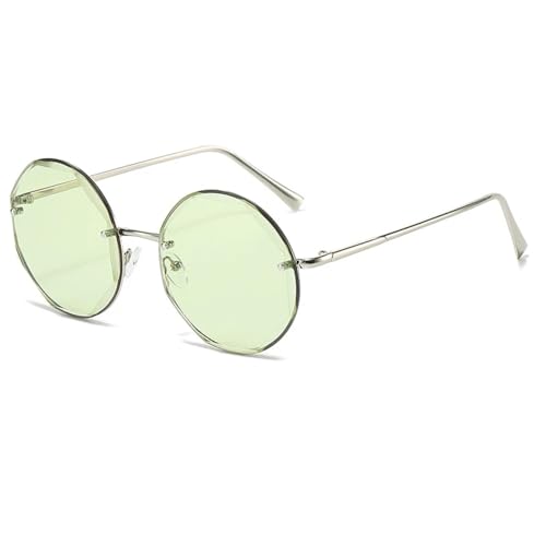 Lunettes de soleil rondes haut de gamme sans monture large en métal