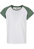 Urban Classics Girl's Girls Contrast Raglan Tee T-Shirt, White/salvia, 146/152