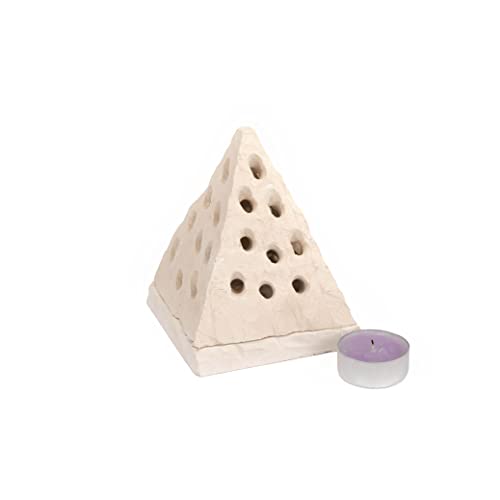 Maestro d'arte De Iaco Alfredo Mangiafumo, Porta Candela Lumino Piramide Decorazione bomboniera in Pietra Leccese salentina 14x11 cm