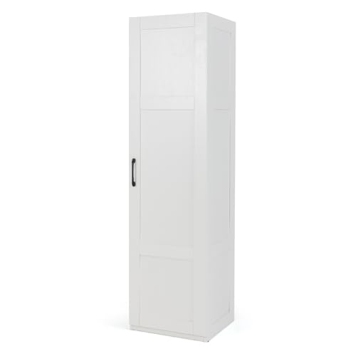 Image of TANGZON Tall Kitchen Cupboard, 4-Tier Tall Storage Cabinet with Door & Anti-tipping Devices, Freestanding Wooden Sideboard Unit for Home Dining Room Living Room