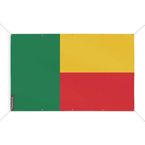 Drapeau Bénin 10 oeillets grand format 190 x 285 cm pour mât extérieur et intérieur