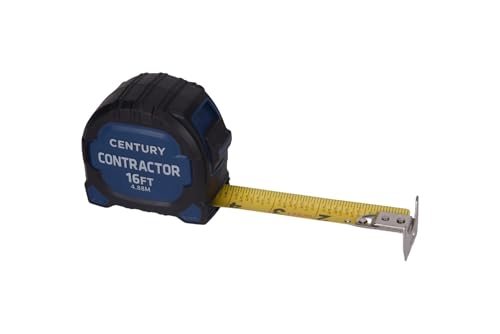 Image of Century Drill & Tool 72840 Contractor Fractional /Metric Tape Measure, 16 Foot | Dual-sided fractional & metric blade, reinforced magnetic hook, nylon-coated tape, impact-resistant case