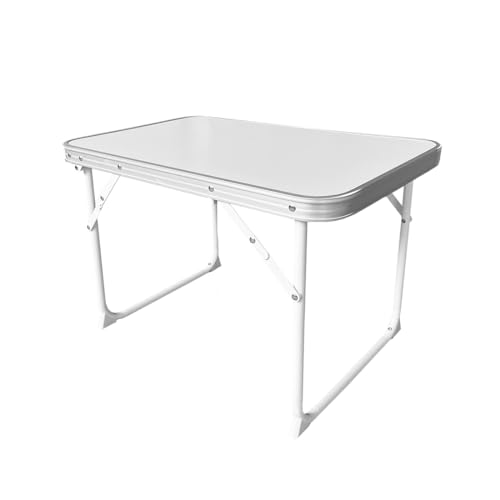 Acomoda Textil – Mesa Camping Plegable de Aluminio para Jardín, Picnic y Acampada. Bandeja Auxiliar Multifunción, Portátil y Ligera de para Hogar y Viaje. (60x40x40 cm, Blanco/Blanco)