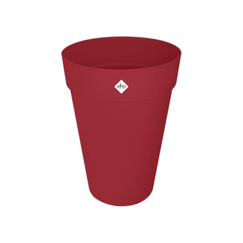 Elho Loft Urban Rond Haut 35 - Pot De Fleurs pour Extérieur - Ø 33.5 x H 45.3 cm - Rouge/Rouge Théâtre