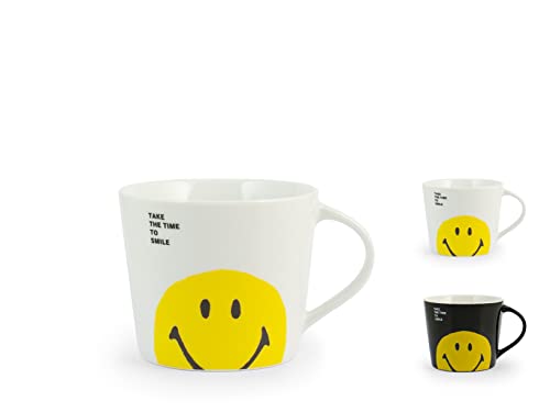 Home Smiley Lot de 6 tasses jumbo en porcelaine, cc400, décorées, couleurs assorties, modernes et élégantes