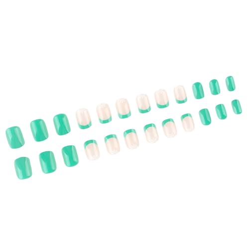 24 PCSソリッドカラーフェーズネイル爪に短い正方形のプレスフラワーズアクリルネイルフレンチチップフルカバースティックスティック