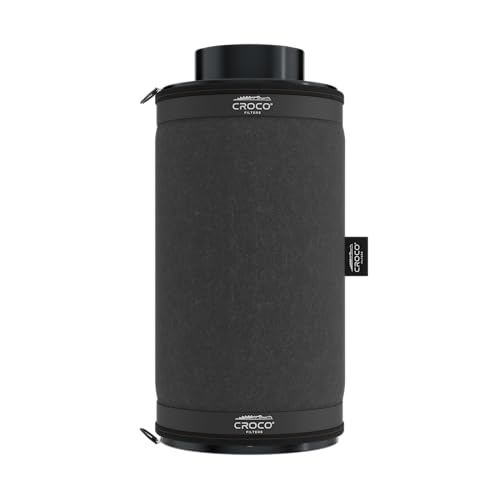 Croco - Aktivkohlefilter Grow - Kohlefilter für Growzelt - Growbox, Growzelt, Hydrokultur, Zuchtzelte Zubehör - für effektive Luftfiltration, gegen unangenehme Gerüche - 360-480 m³/h fi125mm h400mm