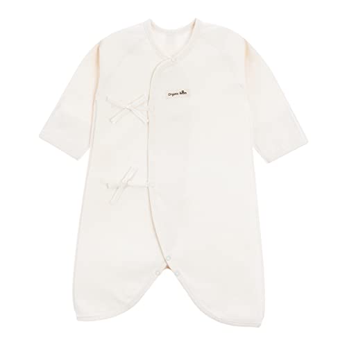 100% Organic Cotton Korean Kimono Newborn Baby Summer Thin Relaxed Outfit LongSleeve Breathable Romper 0-6M With Mitten Cuffs