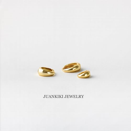JUANKIKI 14K Gold Plated Hoop Earrings Set 3Pairs for Women Chunky Earring Hypoallergenic Small Huggie Hoops Lightweight Tiny Thick Trendy Hoop Earrings Stacks for Multiple Piercing - image 7