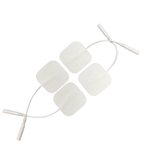 Digital Therapy Machine Reusable TENS Unit Pads – Square Electrodes Replacement Pads with Strong Gel for Pain Relief & Muscle Therapy (4 Pack)