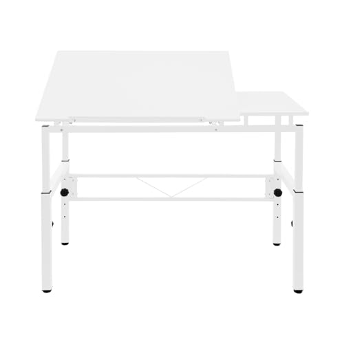 Drawing Table, 0-30 ° Adjustable Angle Drafting Table, Tiltable Tabletop Drawing Desk, 30.31-39.37in Height Adjustable Design Table Workstation for Painting and Writing, White