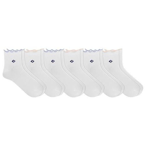 Sperry Women's Scallop Edge Anklet Socks-2 Pair Pack-Ribbed Contrast and Embroidered Logo