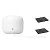 Google Nest WiFi Mesh Router (AC2200) with 2 Points, Google Assistant Built-in, 3-Pack, Snow Whole Home Coverage up to 5400 Sq Ft, Multiple 4K Streams, Handles 200 Devices, W/ 2X Microfiber Cloths