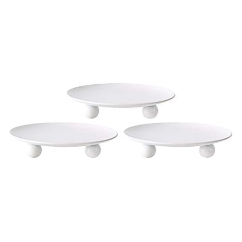 Scwhousi White Iron Plate Candle Holder,Decorative Iron Pillar Candle Holder, Set of 3,Candle Stand for Wax Candles Cover