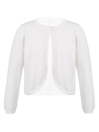 White Kids Girls Long Sleeves Bolero Jacket Shrug Short Cardigan Sweater Dress Cover Up