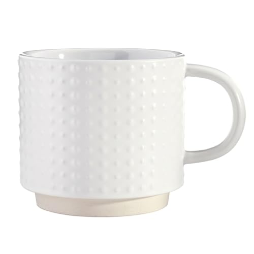 Taza apilable de cerámica blanca texturizada 16 oz miniatura 1