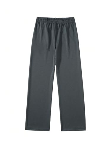 SOLY HUX Men's Wide Leg Baggy Sweatpants Drawstring Elastic Waist Athletic Trousers with Pockets Streetwear Pure Dark Grey Large