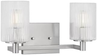 Sea Gull Lighting GLV1042BS Lando - 2 Light Bath Vanity-7.75 Inches Tall and 14.25 Inches Wide, Finish Color: Brushed Steel