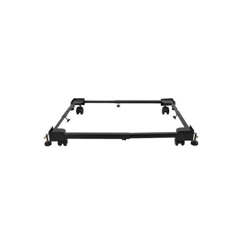Image of SoraChi Adjustable Iron Washing Machine Stand with Wheels | Elevates Appliances to Prevent Water Damage & Reduce Vibrations | Universal Fit for Washers & Refrigerators (All Black)