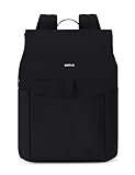 ECOHUB Rucksack Damen, 16 Zoll Laptop Rucksack, Tagesrucksäcke mit 8 Fächern & diebstahlsicherer Tasche, Daypack mit Trolley-Schlitz für Schule, Uni, Arbeit & Reise (Midnight Black)