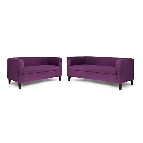 Image of Wakefit Sofa Set | 3 Year Warranty | Sofa 5 Seater, 5 Seater Sofa for Living Room, Wooden Sofa Set 3+2 Seater - Miami(Tahoe : Grape Purple)