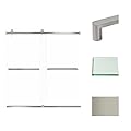 Transolid BRP606208C-R-BS Brianna 60 in. W x 62 in. H Frameless by-Pass Shower Door in Brushed Stainless Finish with Clear Glass and Riley Handles