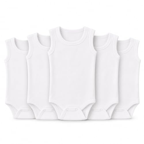 Novibaby 5'li Bebek Atlet Body Zıbın Çıtçıtlı 100% Pamuk (Beyaz, 18-24 Ay)