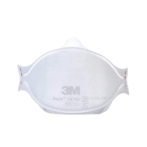 3M Nonwoven Fabric N95 Aura 1870+ Flat Fold Disposable Respirator (White, Pack Of 10)
