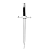 DAYSTART 16'' PU Foam Dagger Prop, Non-Functional Silver Costume Short Sword with Plastic Core for Adult Cosplay, Theater, Stage & Halloween Display