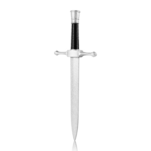 DAYSTART 16 PU Foam Dagger Prop Non-Functional Silver Costume Short Sword with Plastic Core for Adult Cosplay Theater Stage & Halloween Display