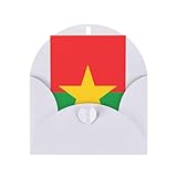 Tarjeta de felicitación de la bandera de Burkina Faso, página interior en blanco, incluye sobre, 10 x 15 cm.