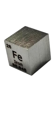 Würfel aus Metallelementen – Set mit lasergravierten Dichtewürfeln für eine Sammlung des Periodensystems von Elementen (1, Eisen)