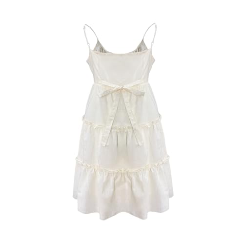 Summer lace Camisole Casual high Waisted Cake Dress for Teenage Girls Ivory2
