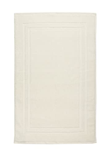 La Maison 100% Cotton Super Soft and Absorbent Bath Mat Shower Mat 50cms x 80cms Hotel Frame Stripe Border (Cream)