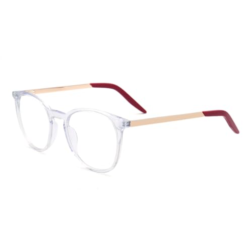 Lunettes rondes transparentes rouge C4 style rétro pour tous visages